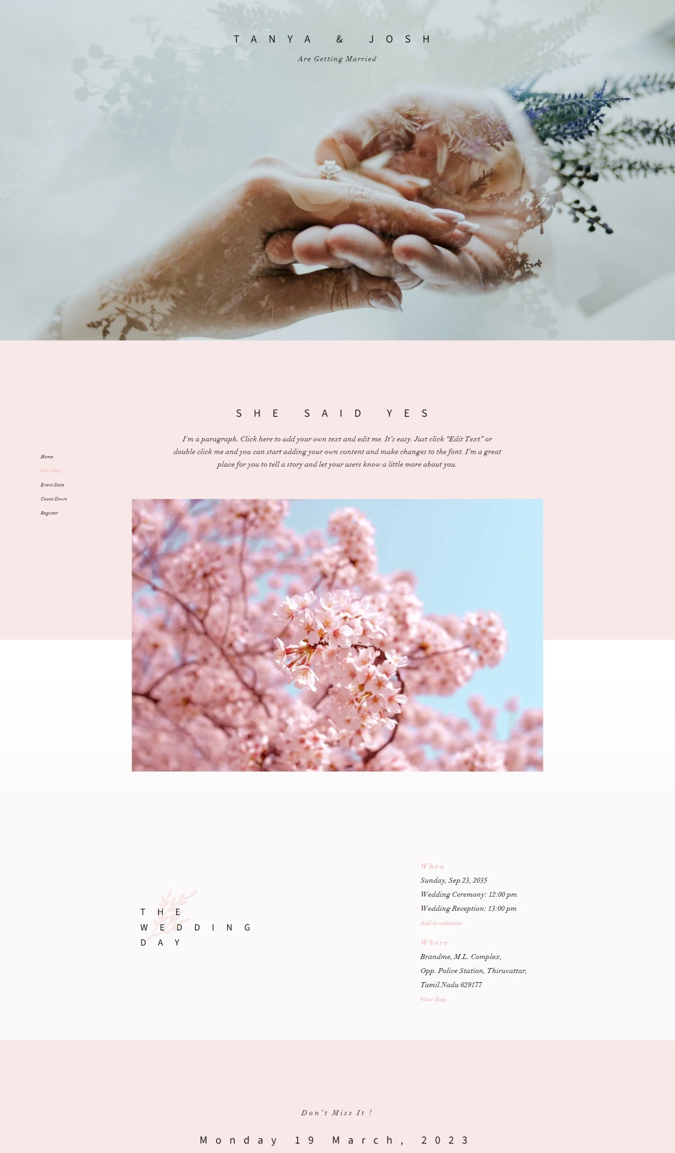 Wedding website Vibrant design template
