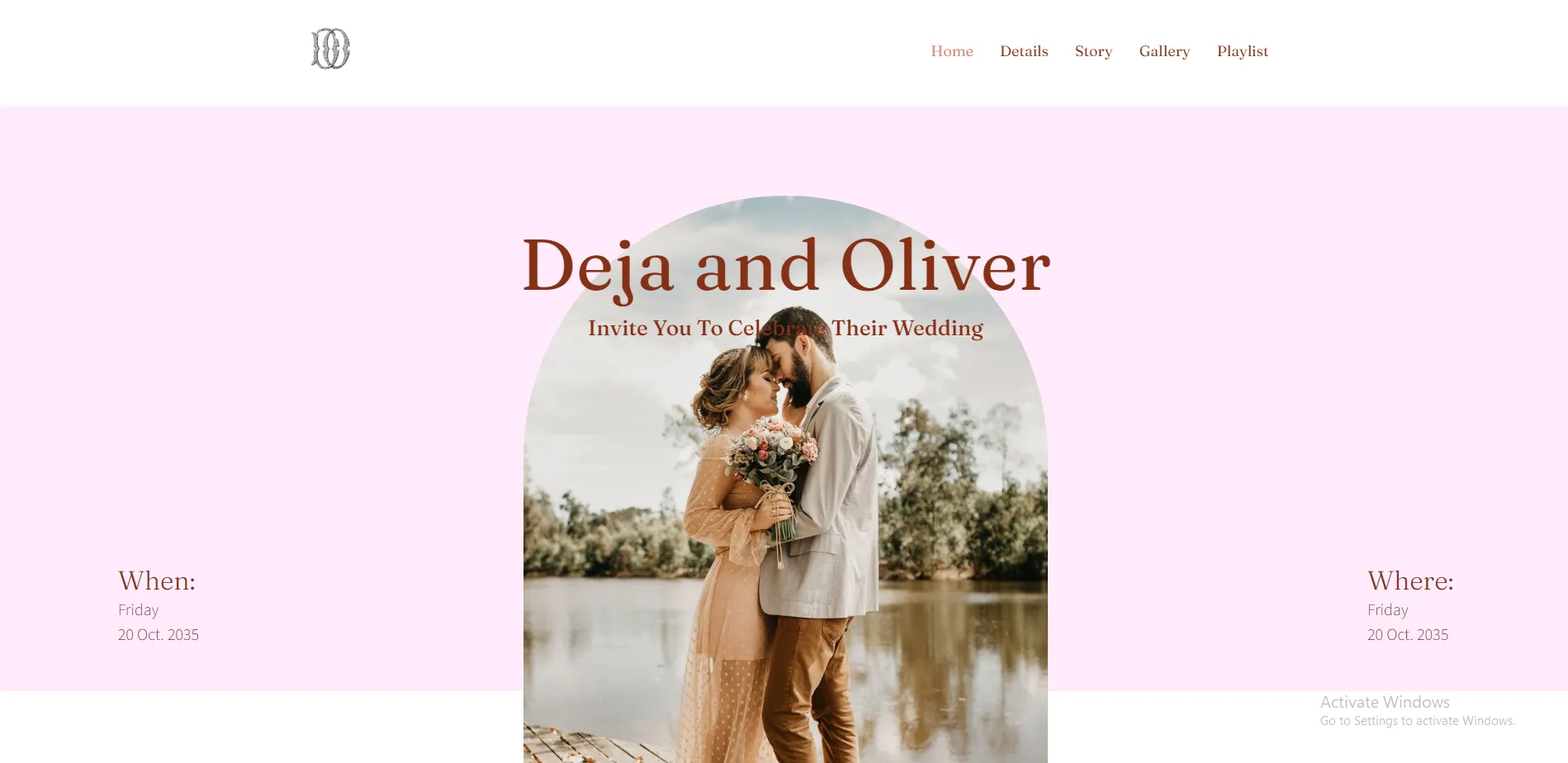Wedding website colorful design template